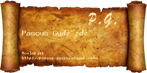 Pascus Győző névjegykártya